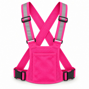 Chaleco Reflectante Ajustable con Bolsillo Rosa