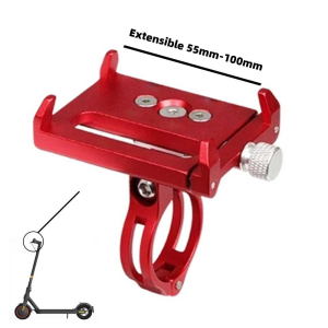 Soporte Movil-Telefono De Aluminio Compatible Con Scooter Patinete Rojo