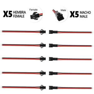 Conector SM 2 pines con cable 22 AWG – 5M/5H (pack 10 unidades)