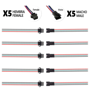 Conector SM 3 pines con cable 22 AWG – 5M/5H (pack 10 unidades)
