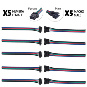 Conector SM 4 pines con cable 22 AWG – 5M/5H (pack 10 unidades)