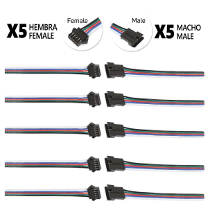 Conector SM 5 pines con cable 22 AWG – 5M/5H (pack 10 unidades)