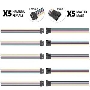 Conector SM 6 pines con cable 22 AWG – 5M/5H (pack 10 unidades)