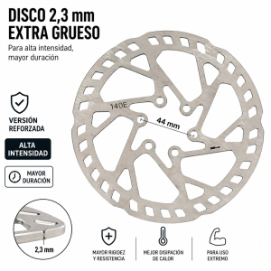 Disco de freno 140MM Premium (grosor 2,3MM) Smartgyro y similares – (6H -44MM)