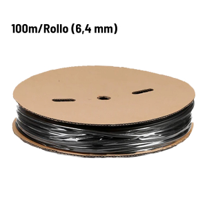 Tubo termorretráctil adhesivo de doble pared negro de 100 m – 1 rollo 3:1 (6,4 mm)