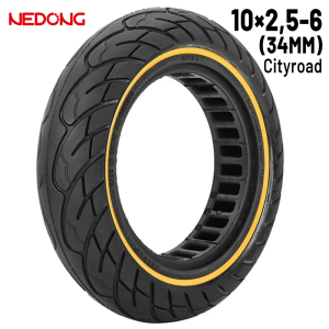 Rueda maciza 10×2,5-6 Amarilla (34MM) [Nedong]
